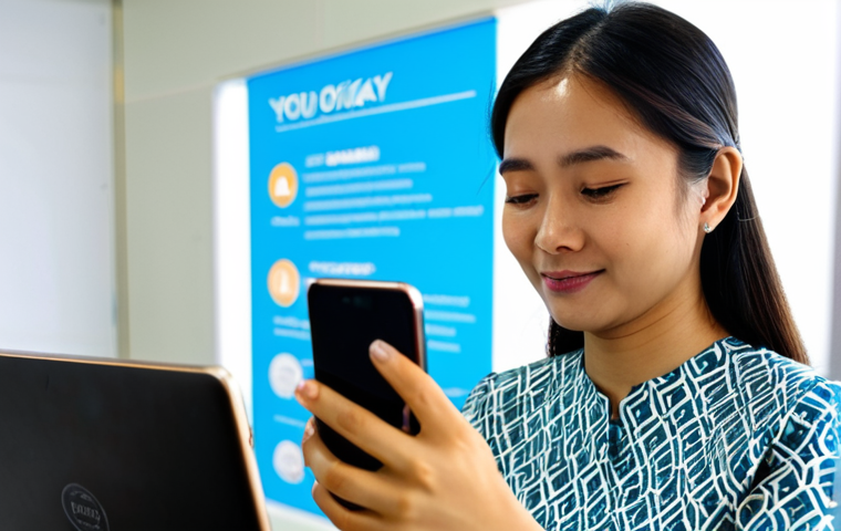 Recognizing Early Signals**

"A young Malaysian professional woman, fully clothed in a modest baju kurung, using a smartphone. The background is a bright, modern co-working space in Kuala Lumpur. The phone screen shows a calming infographic with the words 'Are You Okay?' and images of breathing exercises. Focus on the woman's calm, slightly concerned expression. Perfect anatomy, correct proportions, natural pose, professional lighting, high resolution, safe for work, appropriate content, professional, modest, family-friendly."

**