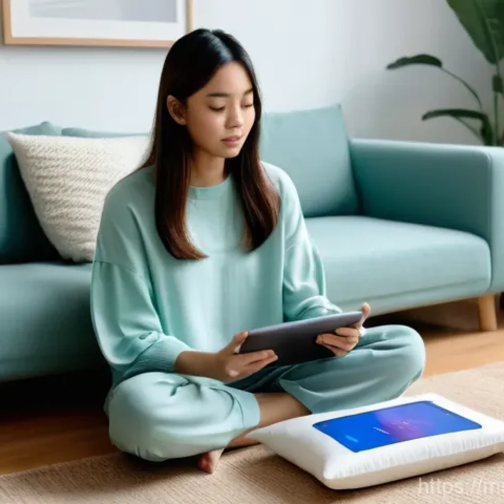 AI 기반 정신건강 상담 서비스 소개 - **Prompt:** "A young Malaysian woman, wearing a modest, loose-fitting long-sleeved top and comfortab...