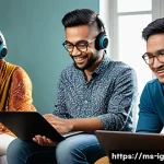 Home 19 정신건강을 위한 온라인 지원 그룹의 필요성 - A diverse group of Malay adults participating in an online mental health support group via video cal...