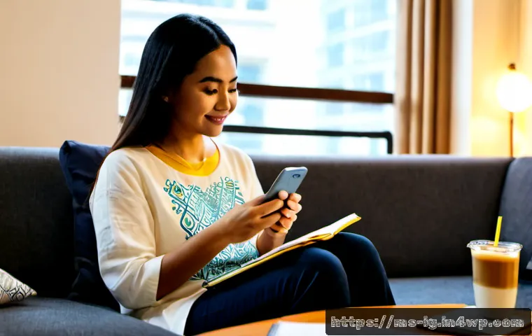 Home 17 정신건강 앱의 효과와 사례 연구 - Photorealistic lifestyle scene in a bright Kuala Lumpur apartment, a Malay woman in her early 30s we...